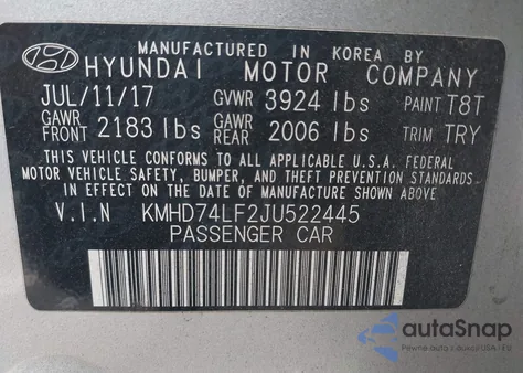 2018 Hyundai Elantra Se из США, поврежденный, VIN KMHD74LF2JU522445